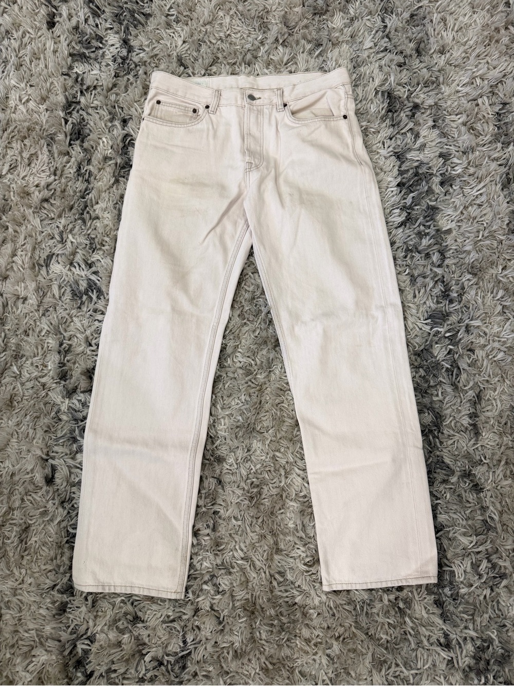 Zara Man Classic Straight Fit Jeans in Off-White Size 31